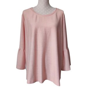GILLI Colorblock Slub Top 3X 3/4 Sleeve 2-Tone Pink White Tee Blouse NWT